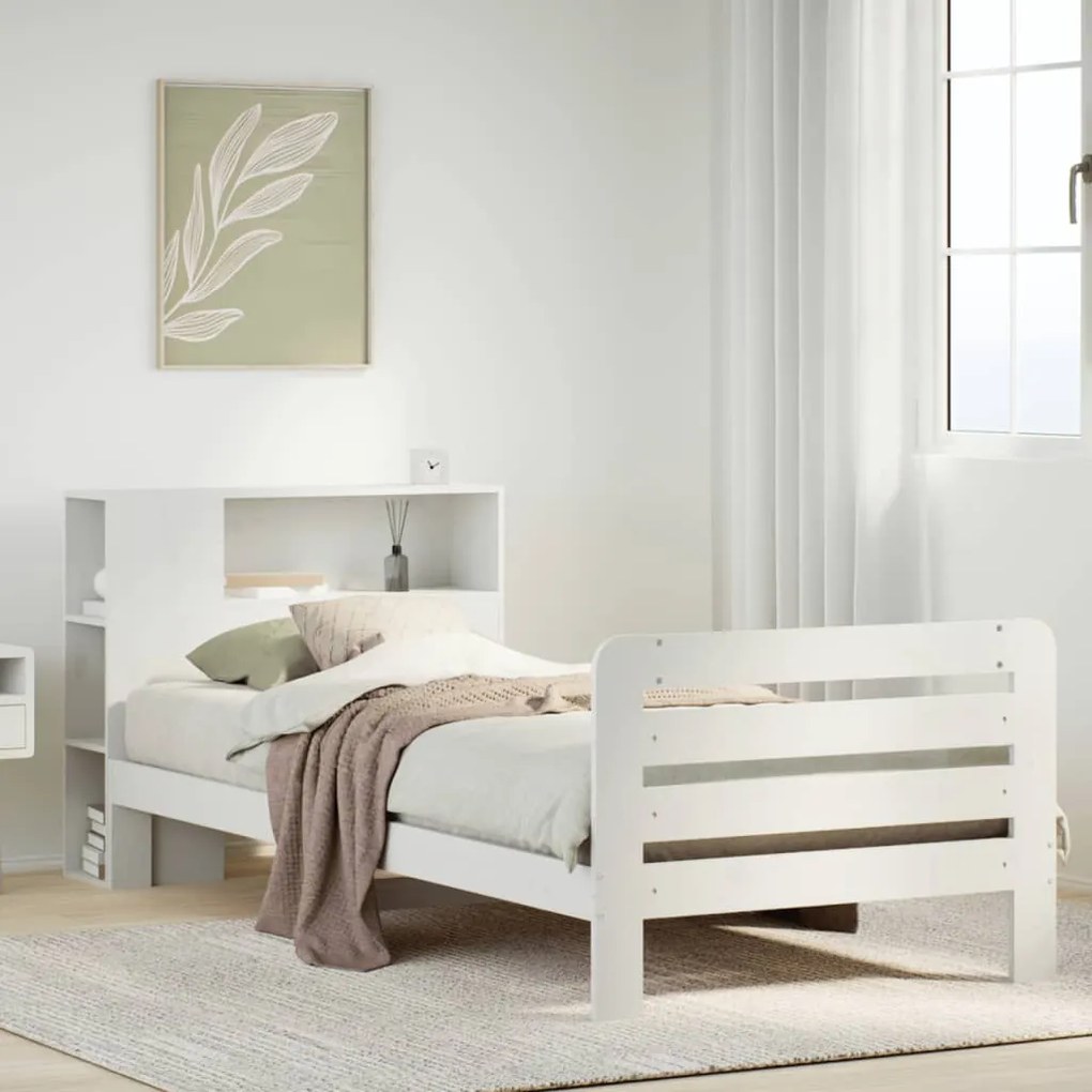Cama sem colchão 90x190 cm madeira de pinho maciça branco