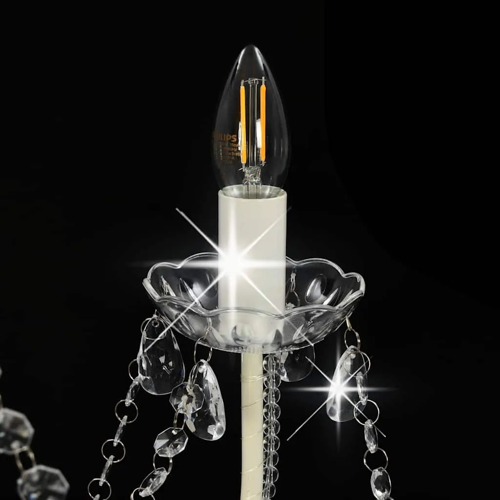 Lustre com contas lâmpadas 8 x E14 branco