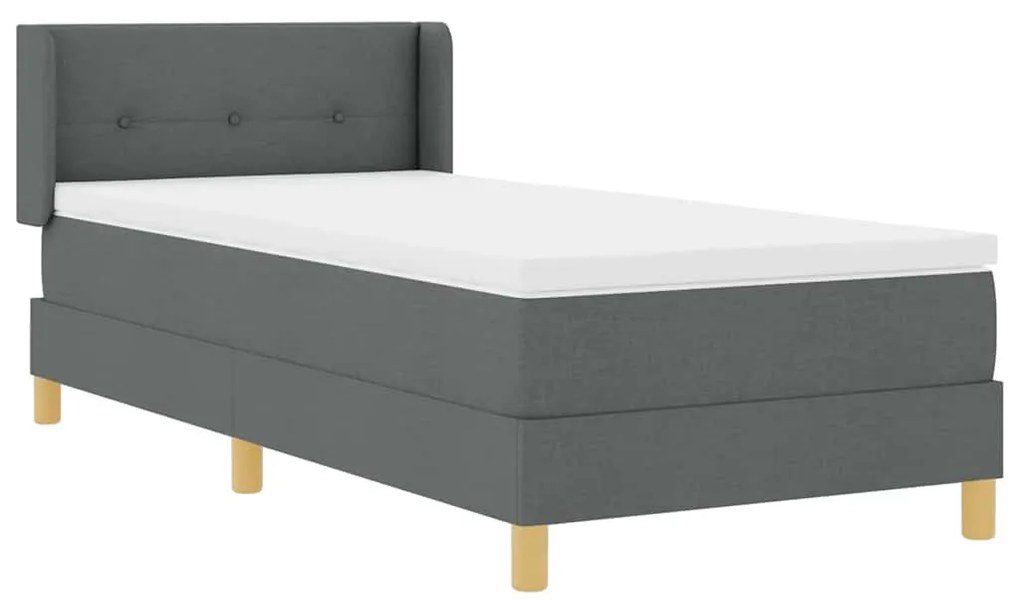 Cama Box com Colchão Cinza Escuro, 80 x 200 cm, Têxtil.