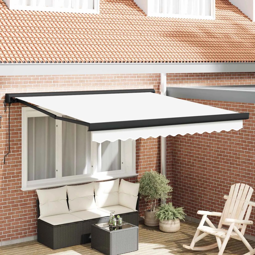 vidaXL Toldo Retrátil Manual Branco 300 x 250 cm Tecido e Metal