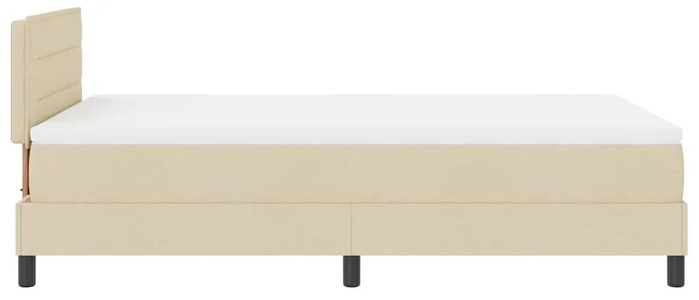 Cama com Box Spring e Colchão com LED Creme 120x200 cm Tecido