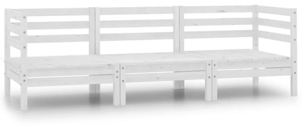 806608 vidaXL 3 pcs conjunto lounge de jardim pinho maciço branco