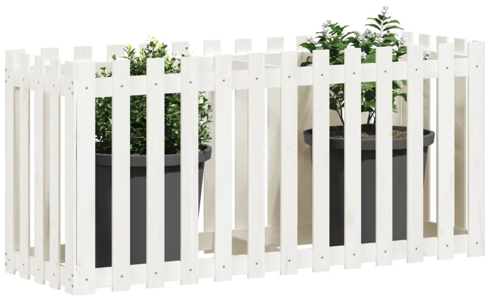 Canteiro elevado c/design cerca 150x50x70 pinho maciço branco