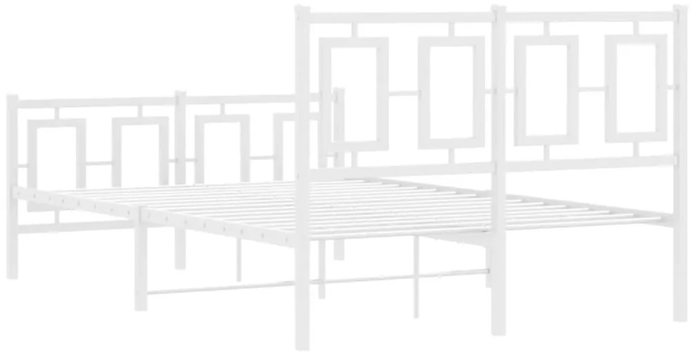 Estrutura de cama com cabeceira e pés 120x190 cm metal branco