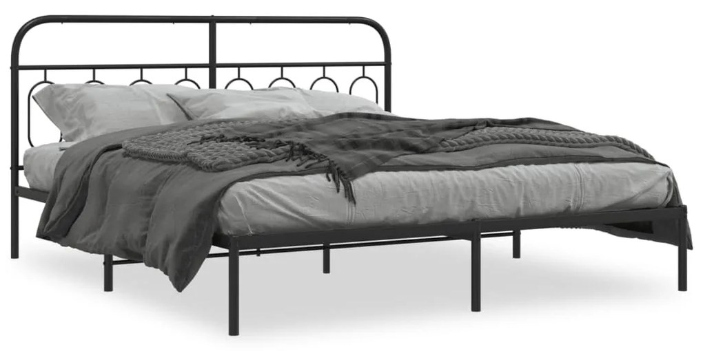 Estrutura de cama com cabeceira 160x200 cm metal preto