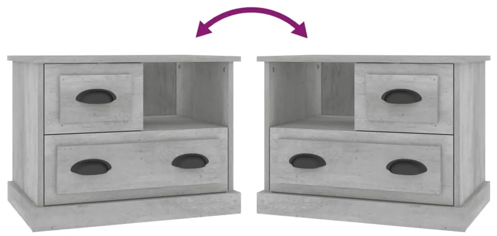 Mesa de cabeceira 60x39x45 cm cinzento cimento