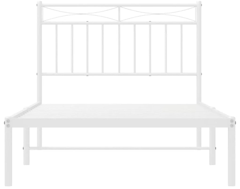 Estrutura de cama com cabeceira 100x190 cm metal branco