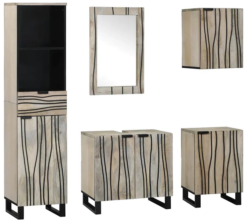 vidaXL Conjunto de Móveis para Banheiro com gaveta 5 pcs Marrom Noz