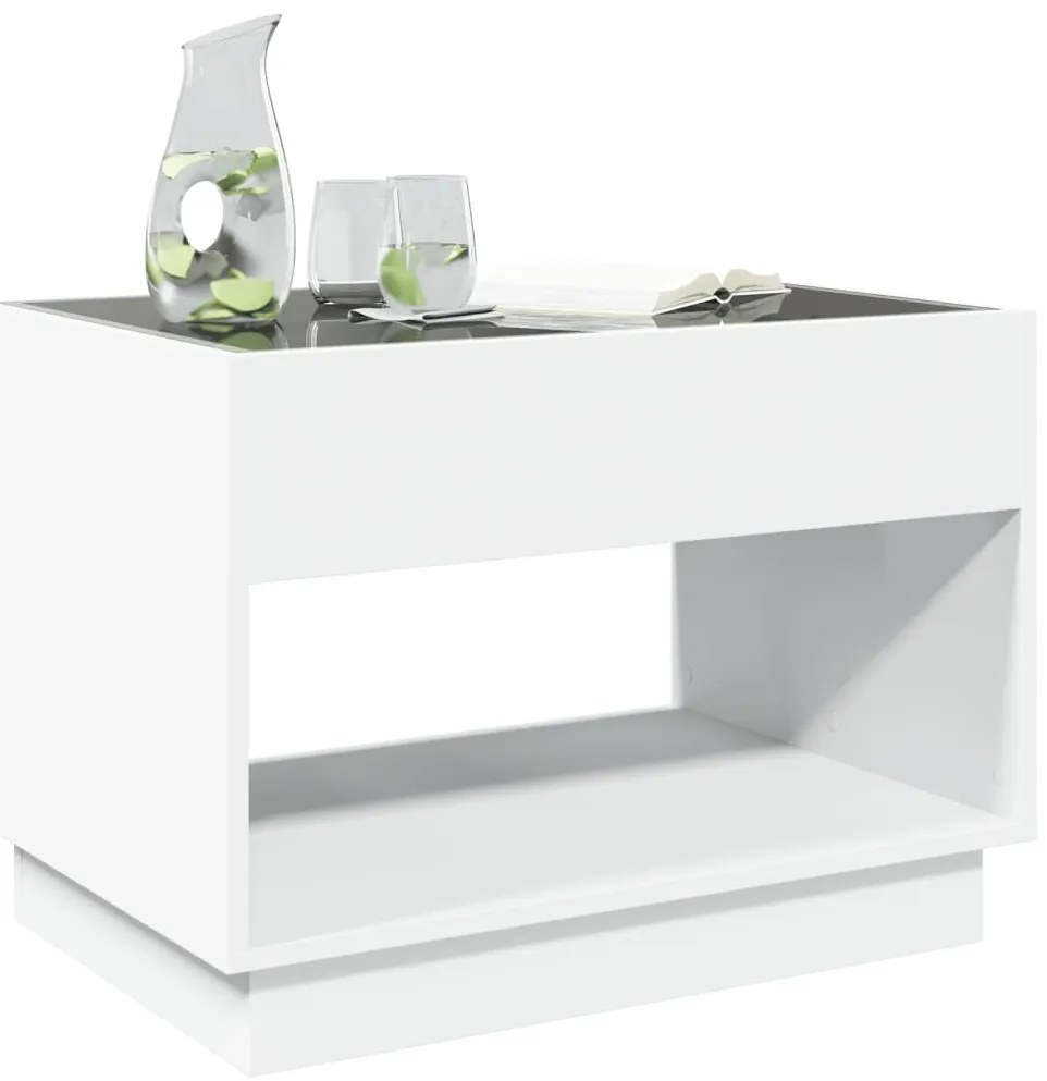 Mesa de centro luzes LED Infinity 70x50x50 cm branco