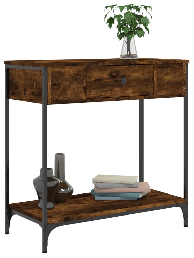 Mesa consola 75x34,5x75 cm derivados de madeira carvalho fumado