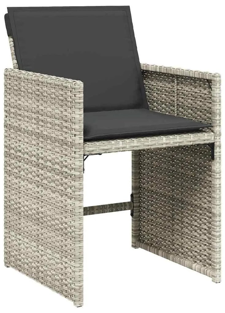 Conjunto de Jantar de Jardim com Almofadas Cinza Claro Rattan Poly