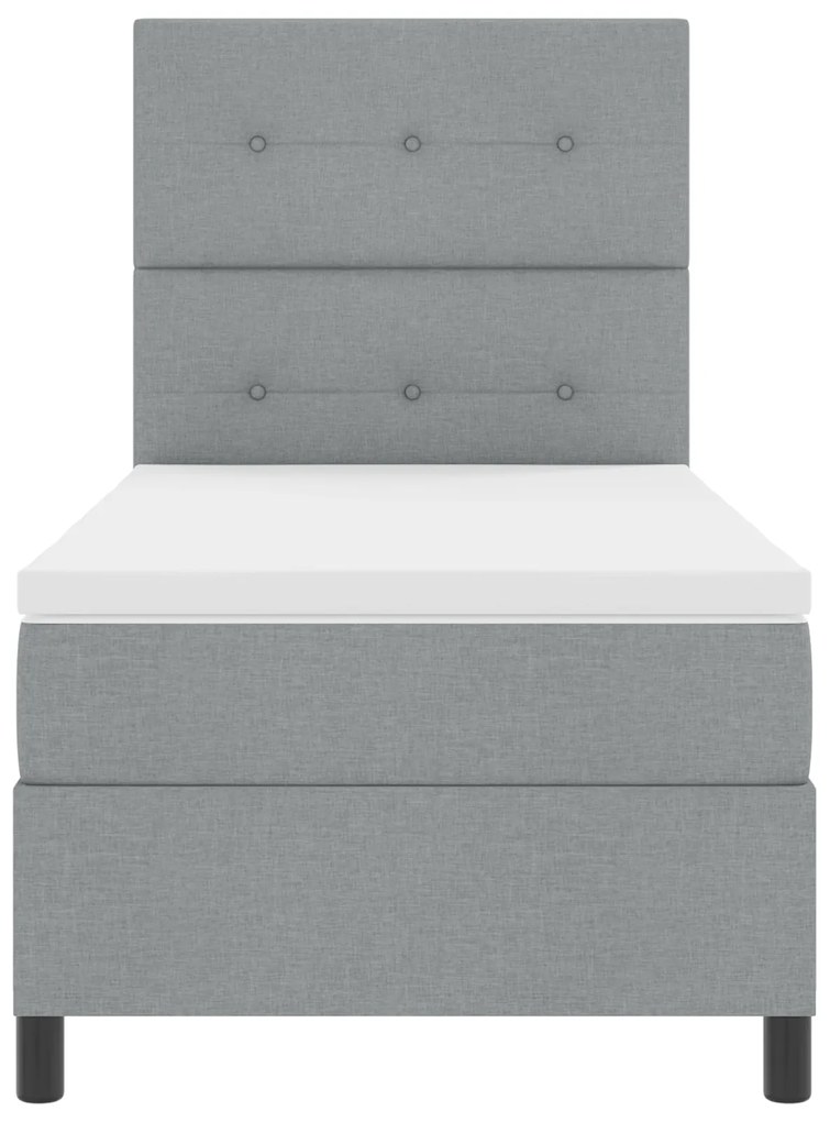 Cama Box com Colchão Cinza Claro 80x200 cm Tecido