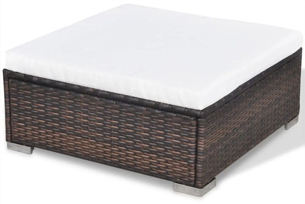5 pcs conjunto lounge jardim c/ almofadões vime PE castanho