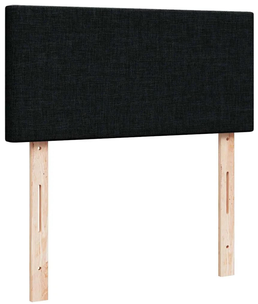 Cama otomana com colchão 100x200 cm tecido preto
