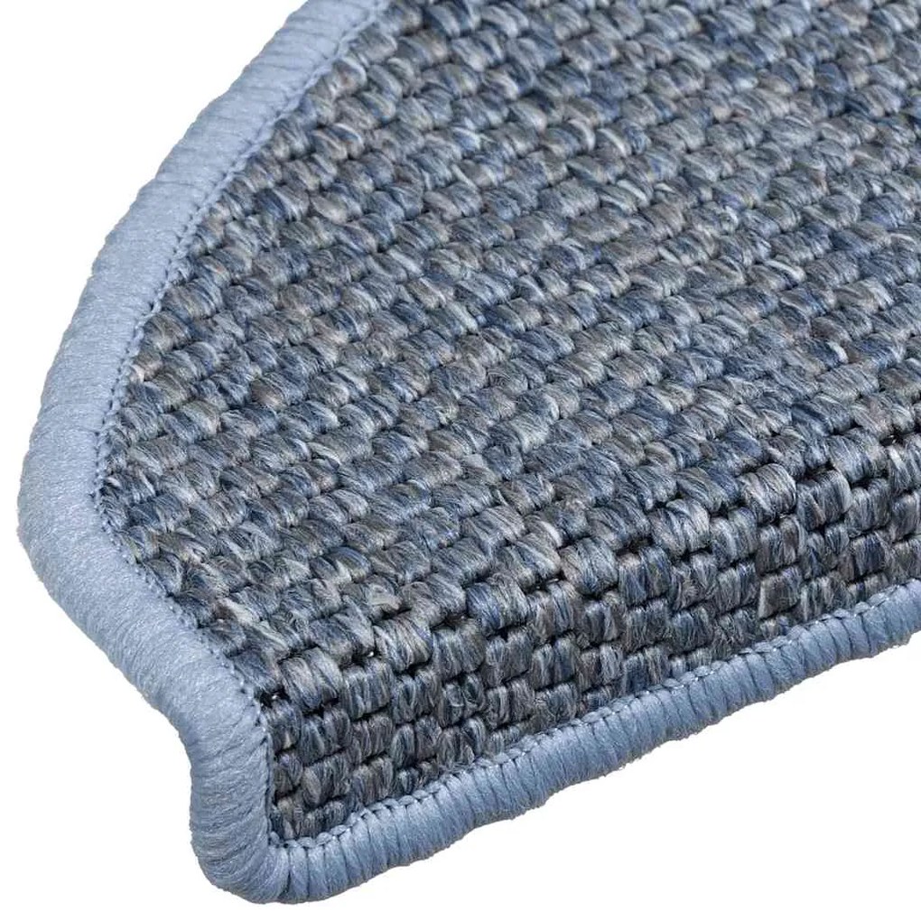 Tapetes escada adesivos aspeto sisal 15 pcs 65x21x4 cm azul
