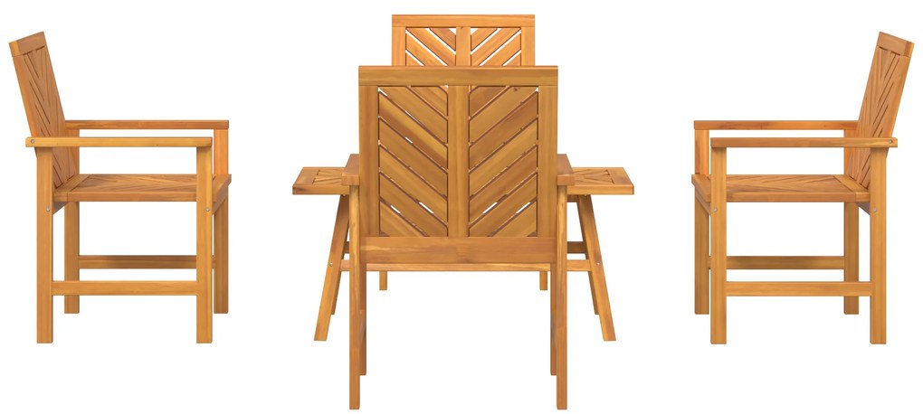 Conjunto de Lounge para Jardim de 4 Peças em Madeira Sólida de Acácia