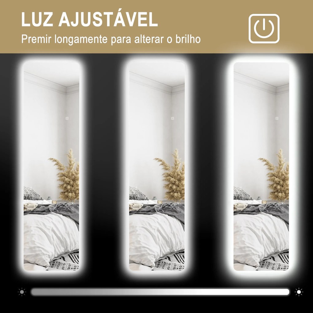 Espelho Pretty - De Pé/Parede com Luz LED - 40x150 cm - Com Iluminação