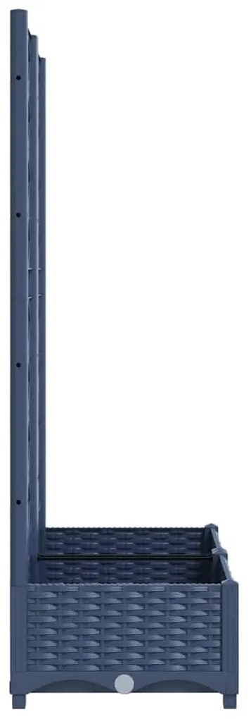 Vaso/floreira jardim c/ treliça 80x40x121,5 cm PP cinzento azul