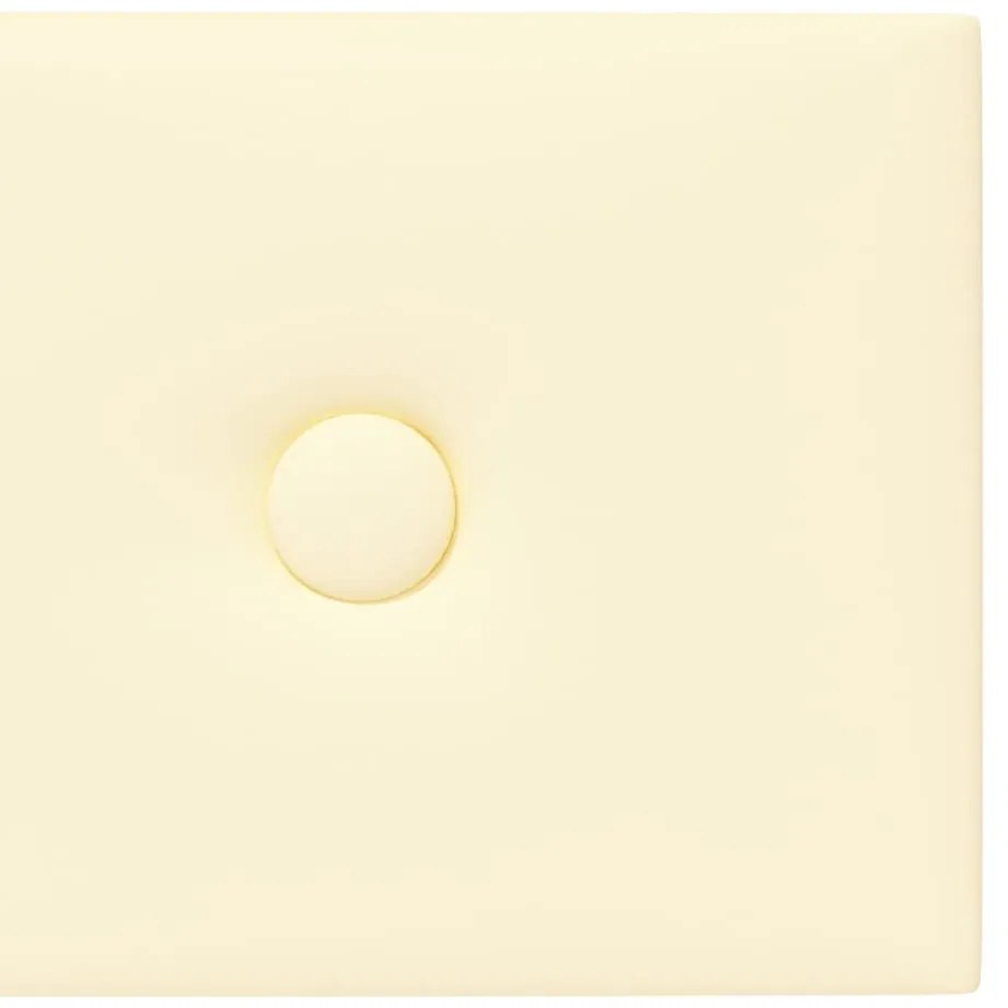 Painel de parede 12 pcs 90x15 cm couro artificial 1,62 m² creme
