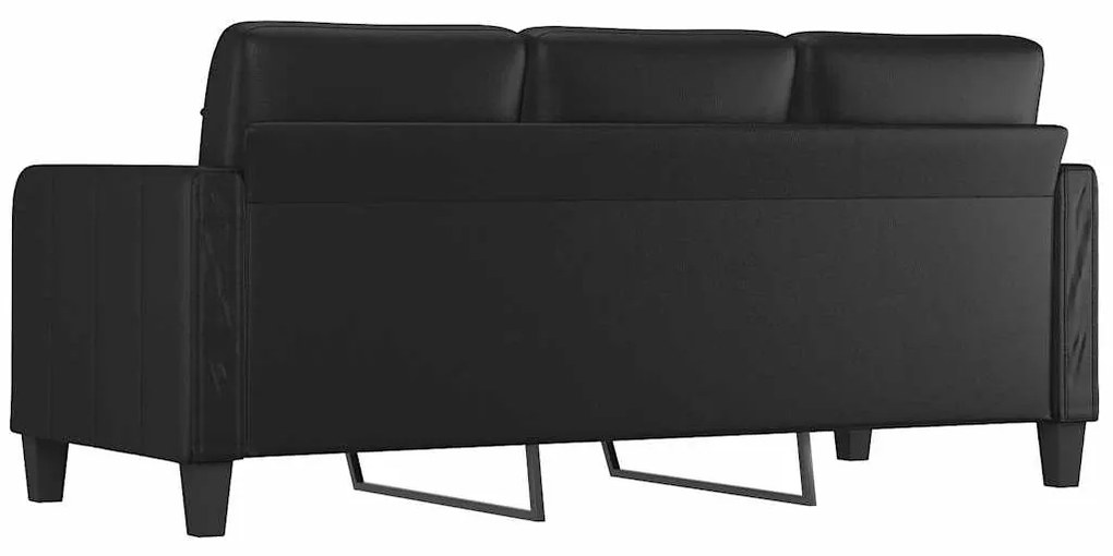 Sofá de 3 lugares 180 cm couro artificial preto