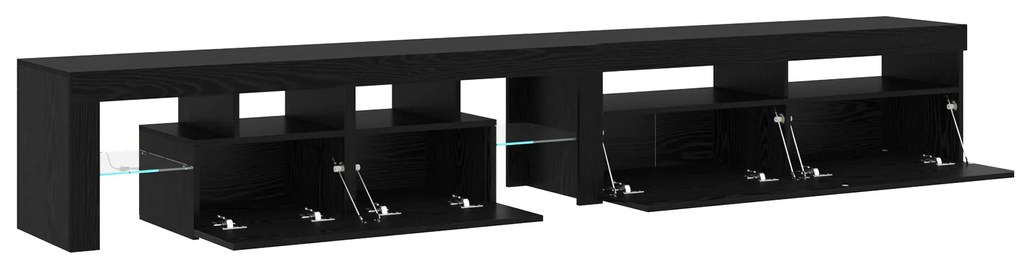 Gabinetes de TV 2 pcs com Luzes LED Carvalho Preto Madeira Ingenheirad