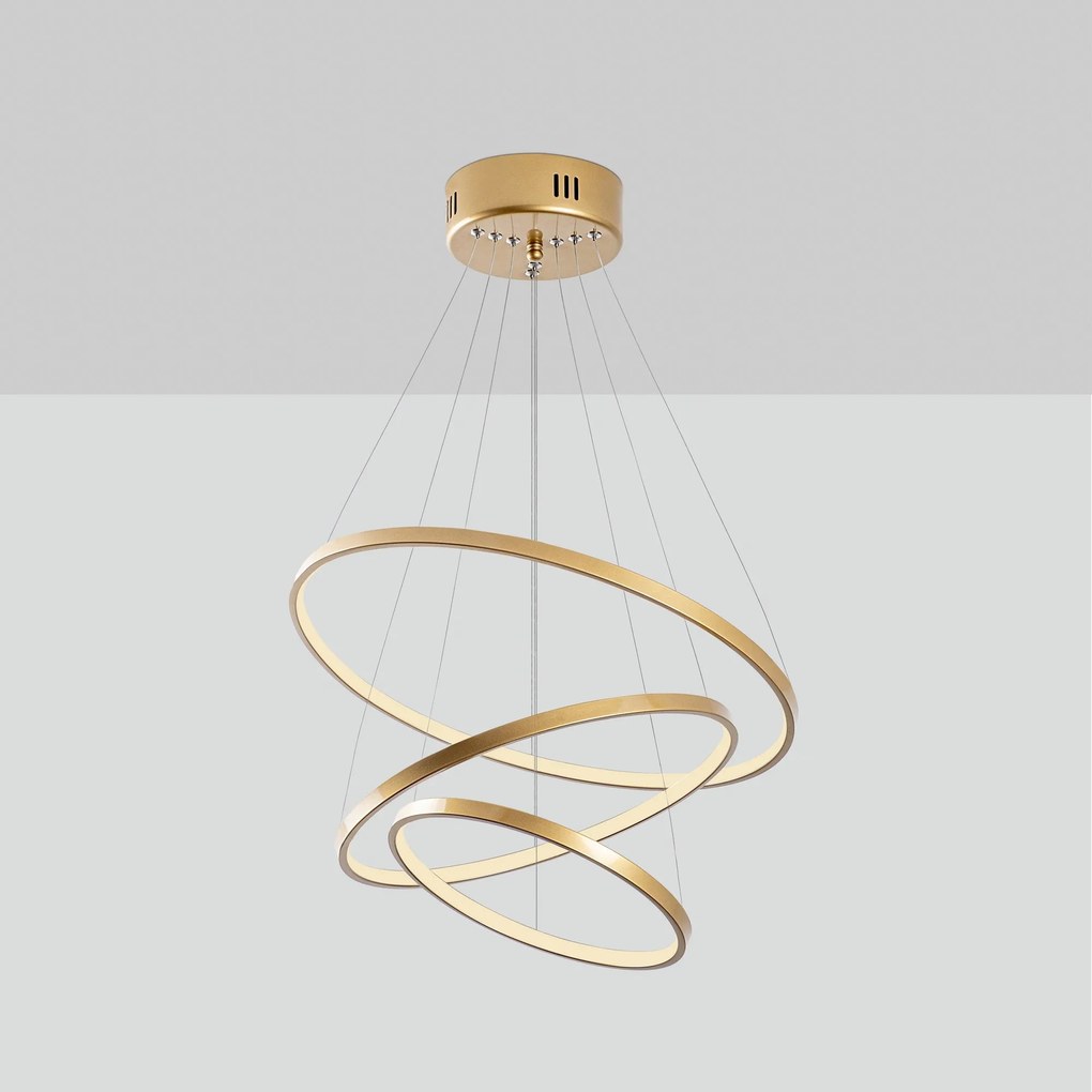 Candeeiro de Teto LED "Simit" Regulável – Dourado – 50x50x80 cm – Desi