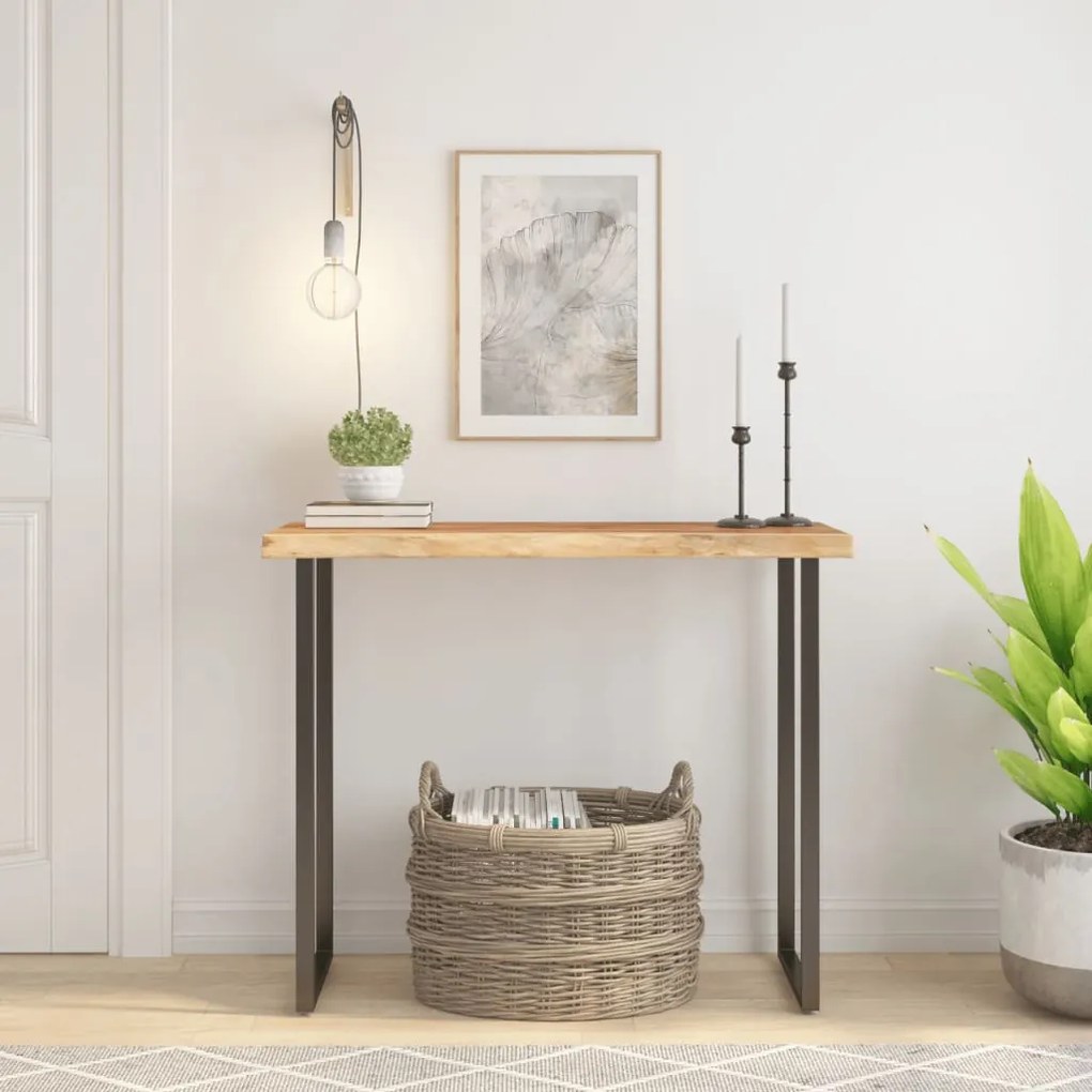 vidaXL Tampo de mesa retangular borda viva 90x40x3,8 cm acácia maciça