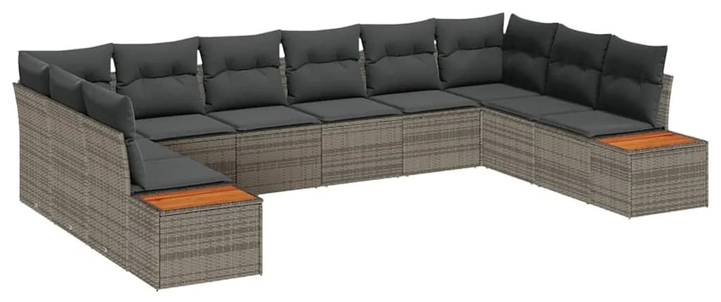 Conjunto de Sofá de Jardim vidaXL com Almofadas Cinzento de Rattan Pol