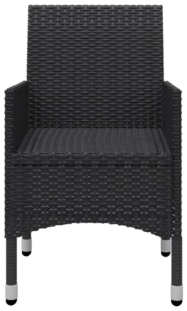 3 pcs conjunto de jantar para jardim com almofadões preto