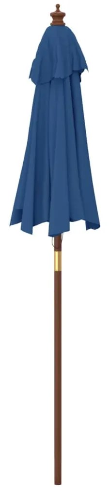 Guarda-sol de jardim com poste de madeira 196x231 cm azul-ciano