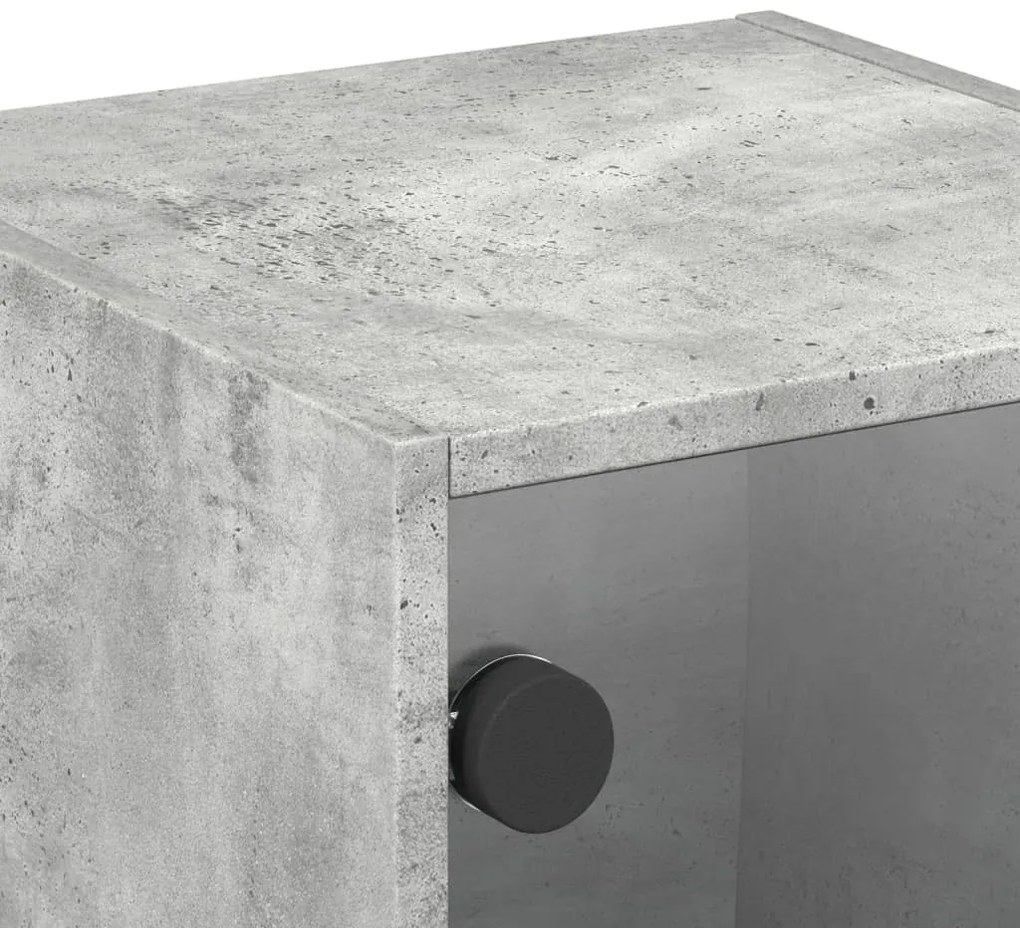 Mesa de cabeceira c/ porta de vidro 35x37x35cm cinzento cimento