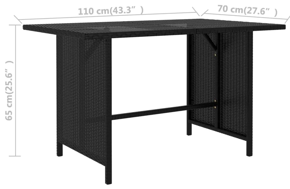 10 pcs conjunto lounge de jardim c/ almofadões vime PE preto