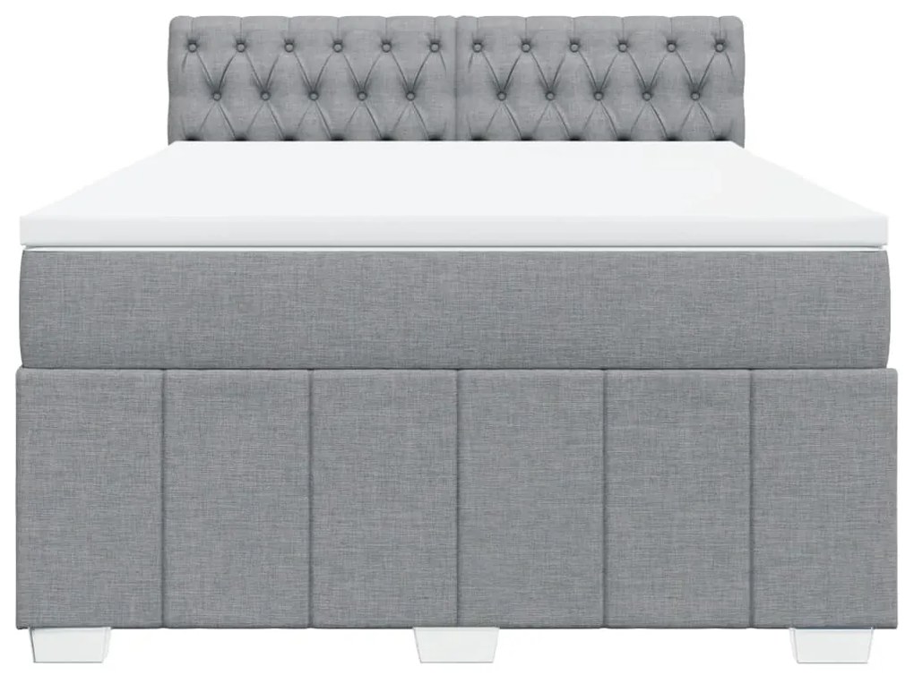 Cama com molas/colchão 140x200 cm tecido cinzento-claro