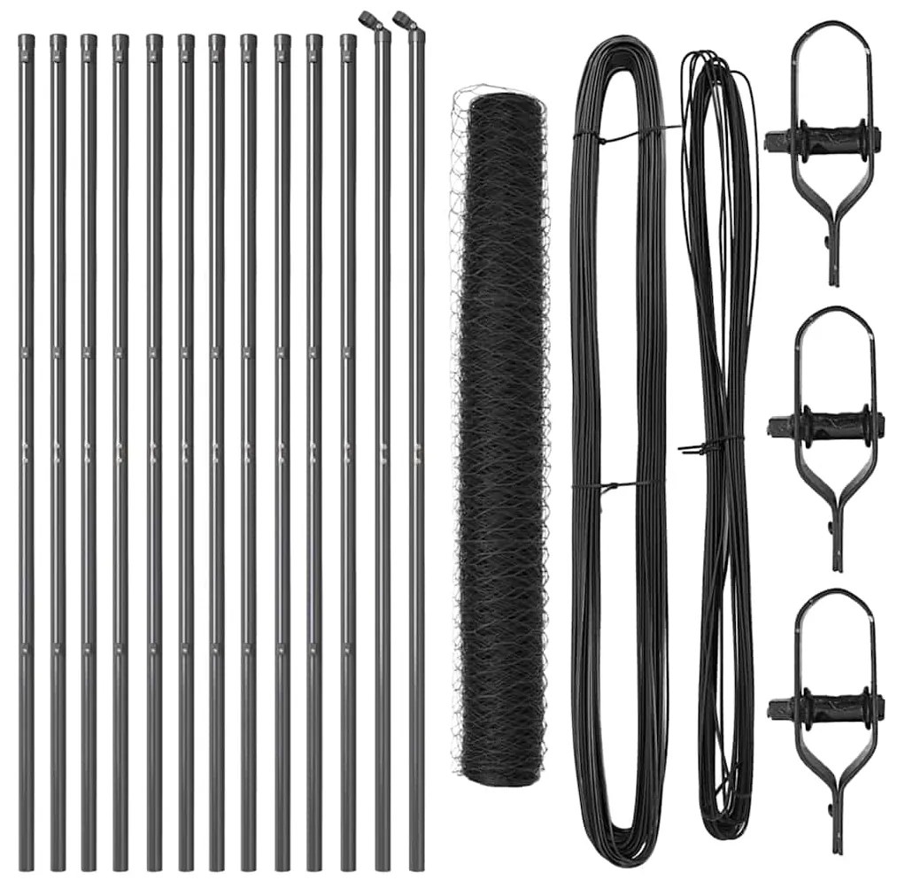Conjunto de Cercas Conjunto de 2 Cinza Metal 25 x 1,2 m Durável