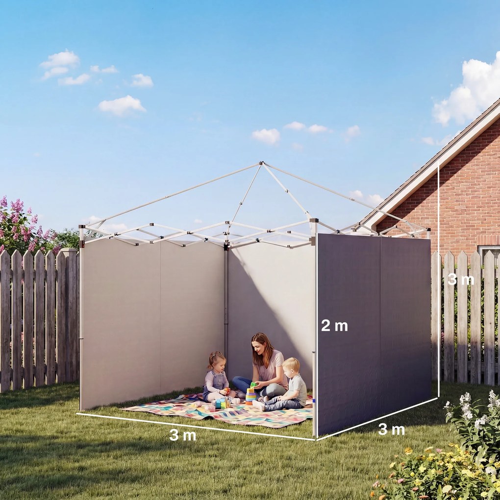 3 Paredes Laterais para Tendas de 3x3 m ou 3x2 m (ESTRUTURA NÃO INCLUIDA) em Tecido Oxford com Fecho de Correr Azul