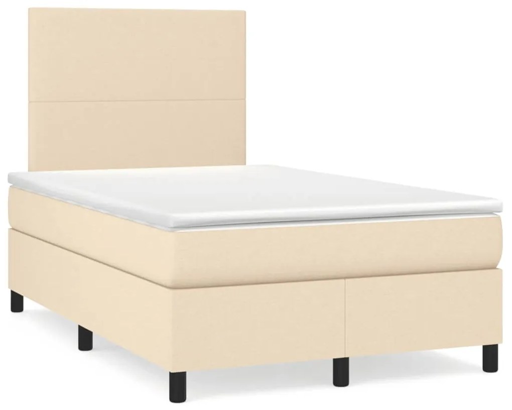 vidaXL Cama boxspring com colchão 120x190 cm tecido cor creme