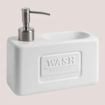 Dispensador De Sabonete Para Cozinha Em Cerâmica Yaddiel Branco - Sklum
