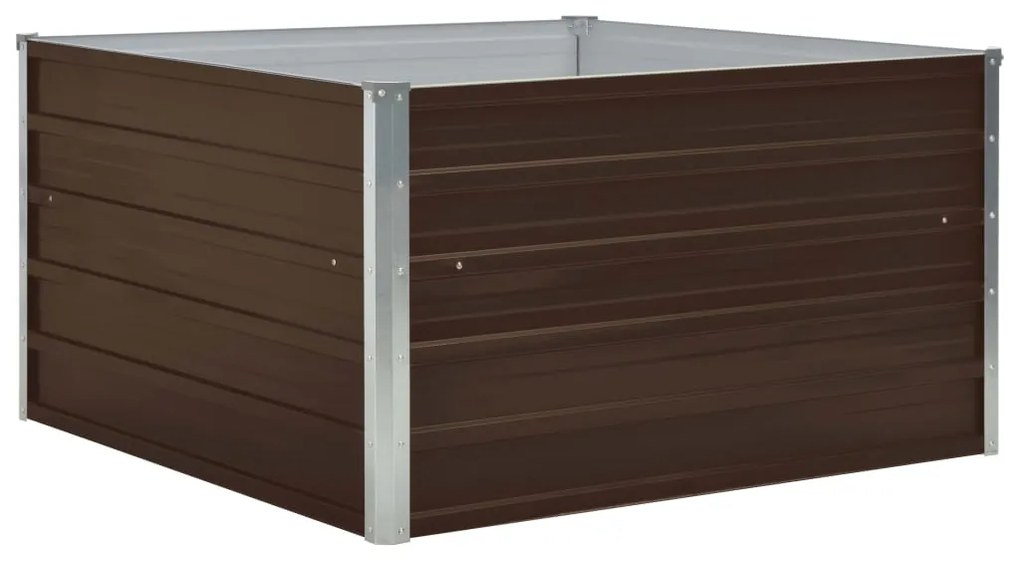Canteiro jardim elevado 100x100x45 cm aço galvanizado castanho