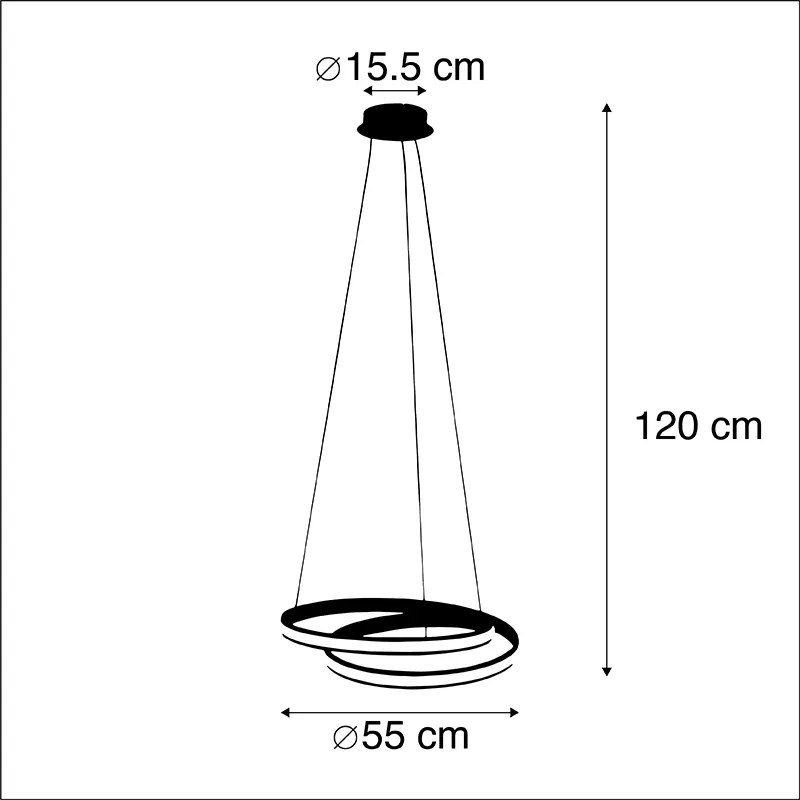 Candeeiro suspenso design preto 55 cm incl. LED - Rowan Moderno
