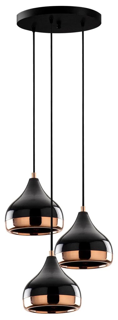 Candeeiro de Teto Yildo – Preto Cobre – Diâmetro 37 cm, Altura 111 cm