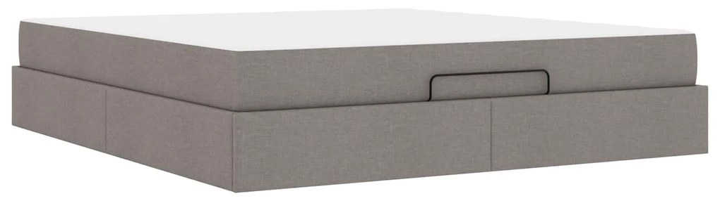 vidaXL Estrutura de cama com colchão 2 pcs Cinzento-acastanhado tecido