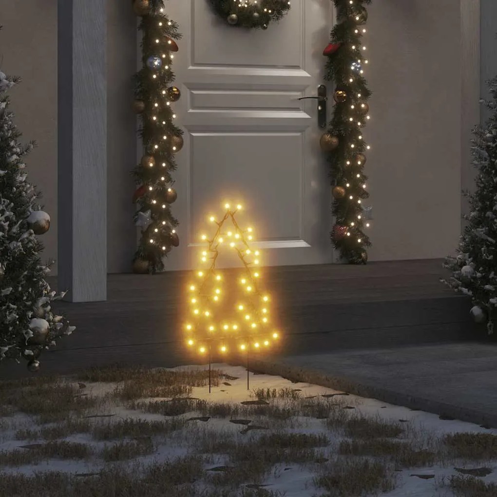 vidaXL Decoração árvore de Natal c/ luz e estacas 3 pcs 50 LEDs 30 cm