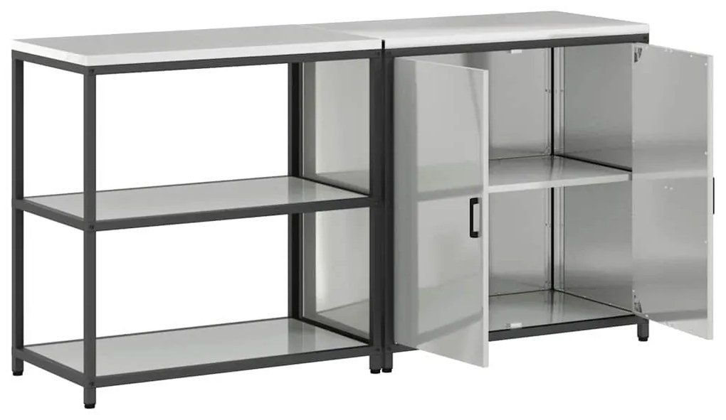 Conjunto de Armazenamento de Cozinha com prateleira 2 pcs Prata
