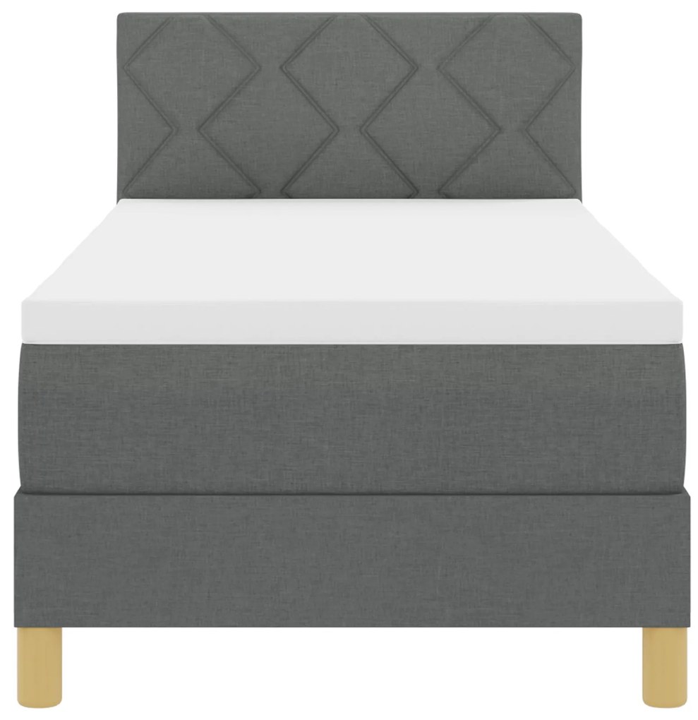 Cama Box Spring com Colchão Cinza Escuro 80x200 cm Tecido