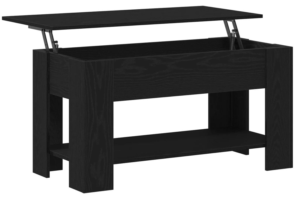 Mesa de Café de Carvalho Preto - 101x49x52 cm Feita de Madeira Reforça