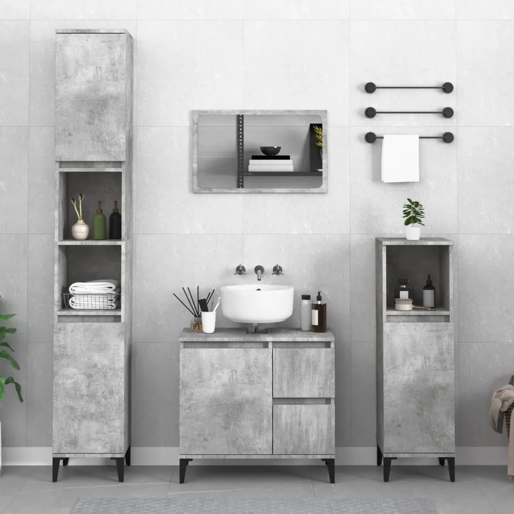 819832 vidaXL Armário WC 65x33x60 cm derivados de madeira cinzento cimento