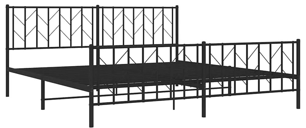 Estrutura de cama com cabeceira e pés 193x203 cm metal preto