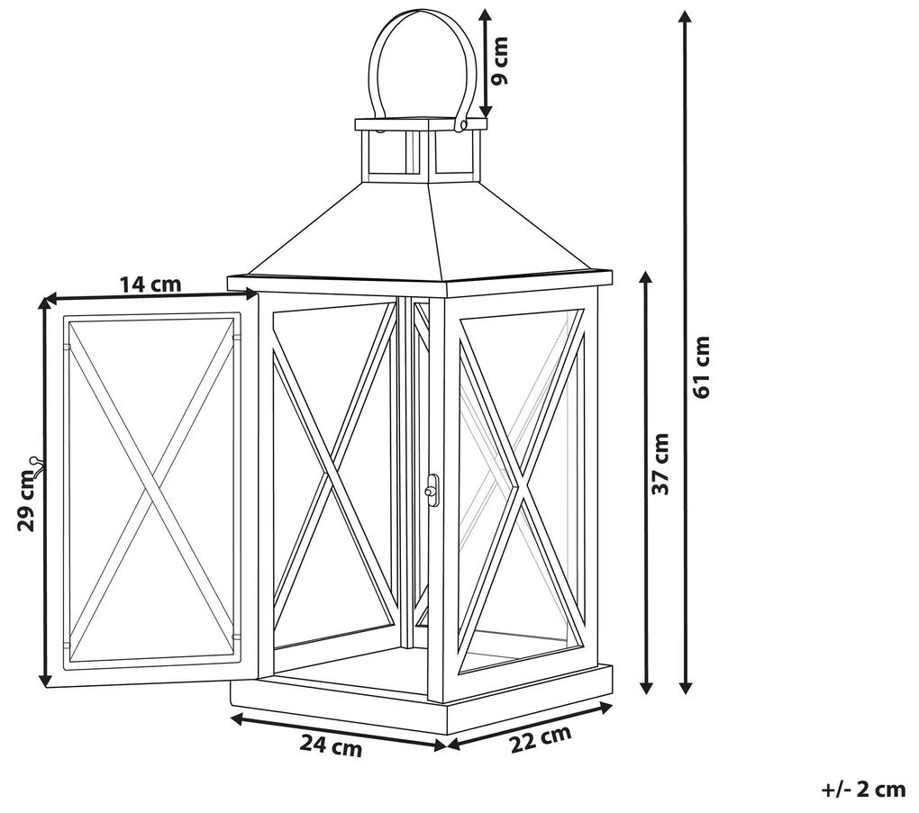 Lanterna de madeira de pinho castanho e preto 61 cm TELAGA Beliani