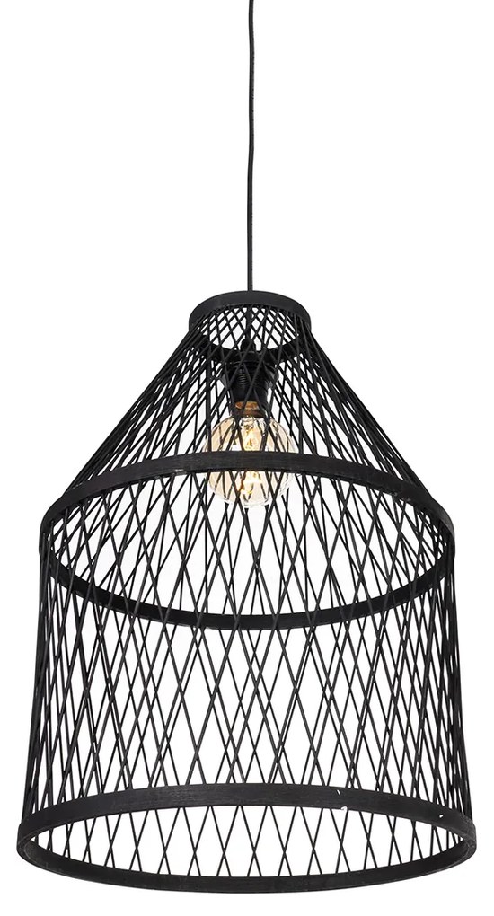 Candeeiro de suspensão exterior inteligente preto em vime 3 luzes com LED incluído - Calamus Rústico