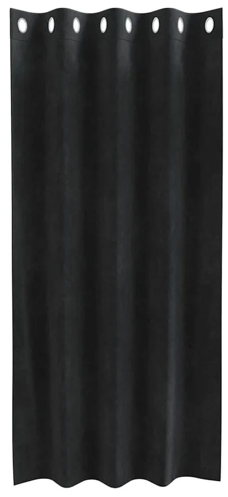 Cortinas Blackout vidaXL com Ilhós 2 pcs Veludo Preto